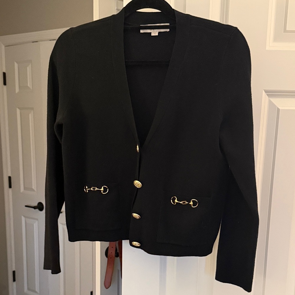 LOFT Black Sweater with Gold Accents